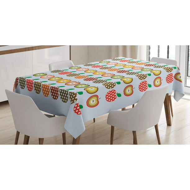 60 X 84 Apples in Different Tones Fruits Nursery Funny Vitamin Summer Graphic Lunarable Colorful Tablecloth Rectangular Table Cover for Dining Room Kitchen Decor Violet and Multicolor 